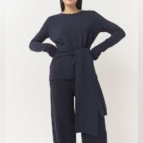 The White Company Sweaters - The White Company Tie Waist Lounge Sweater with Cashmere Wool Navy Blue NWT